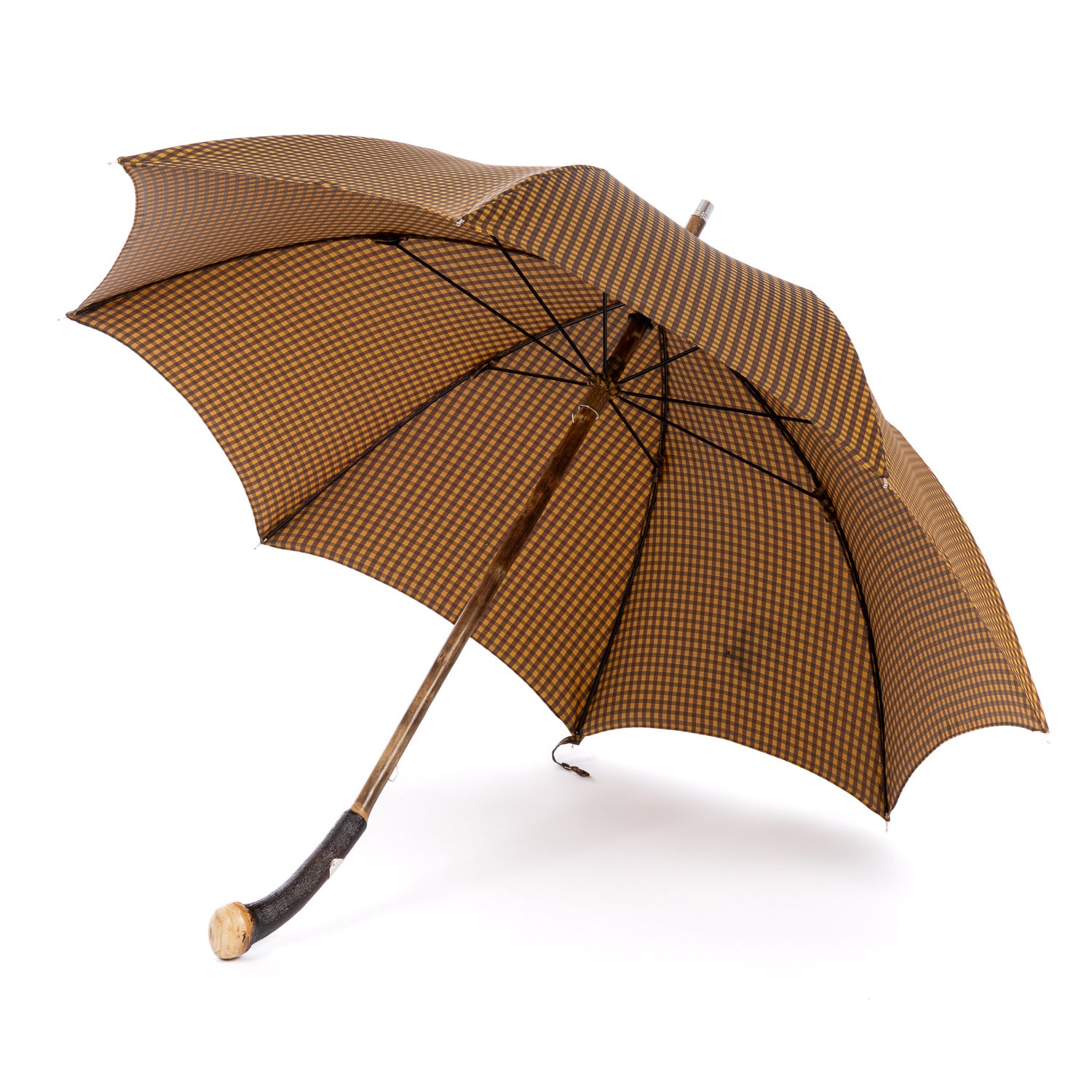 Francesco Maglia x MJ: Stick Umbrella "Lord" with Solid Wood Frame and Chestnut Knob Handle - Purely handmade